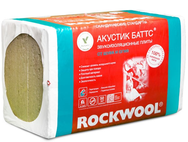Вата базальтовая Rockwool Акустик Баттс 100 х 600 х 1000 мм 3 кв.м